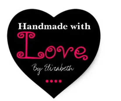 

1.5inch Add Your Name Made With Love Black Heart Stickers