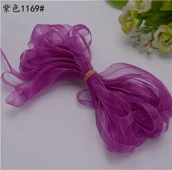 purple 6 мм дешевая лента из органзы(10 м/лот) Декоративная Подарочная Свадебная Упаковка для рукоделия Рождественский подарок обертка ручной работы материал для рукоделия - Цвет: purple