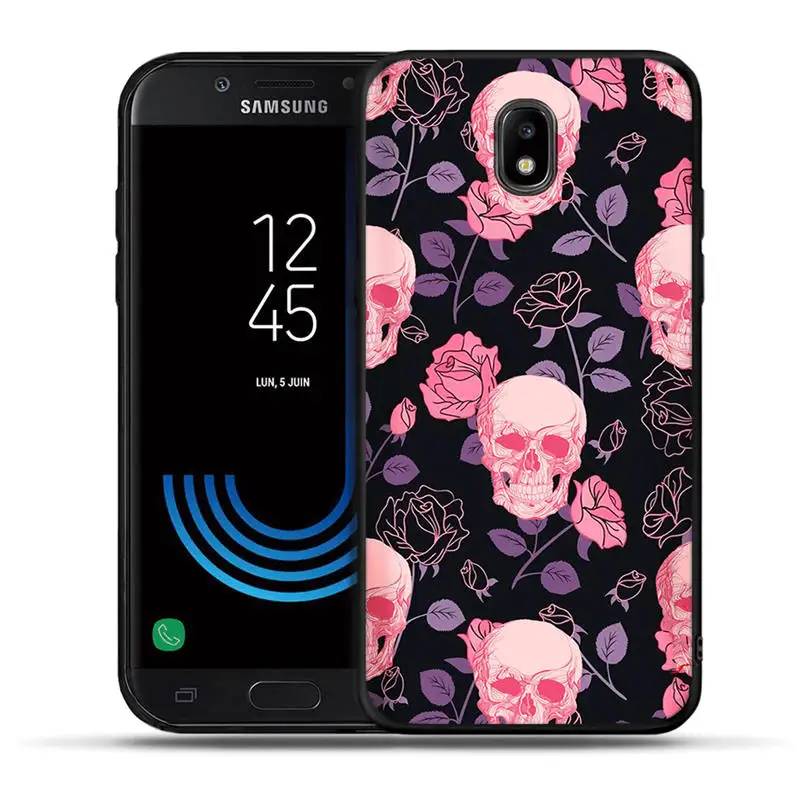 Роскошный чехол из ТПУ с черными розовыми красными цветами для samsung Galaxy J3 J5 J7 J2 Prime G530 j4 J6 Plus силиконовый чехол