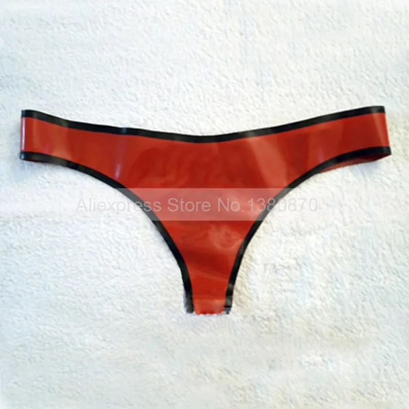 

Red And Black Sexy Women Red Thongs Lingerie Latex Shorts Underwear G-strings Handmade S-LPW004