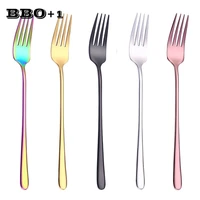 6pcs stainless steel table forks set long rainbow dinner fork w rose gold cutlery korean dinnerware set restaurant tableware