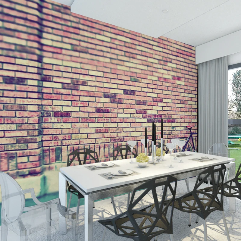 Фотообои нестандартного размера с 3D кирпичной стеной для гостиной ТВ ванной