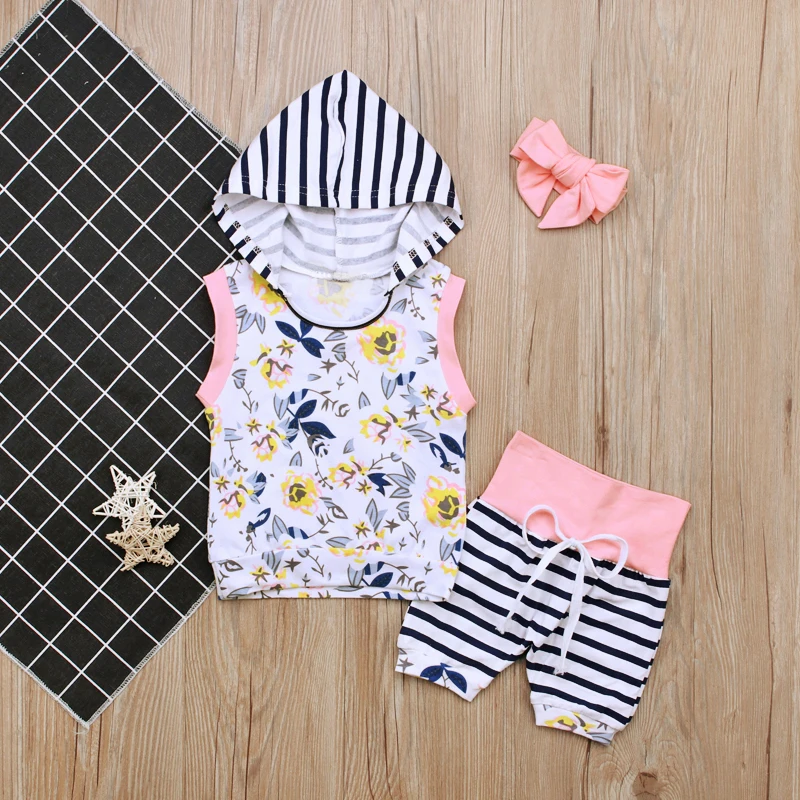 Новинка 2018 года брендовый комплект одежды для маленьких девочек в полоску с