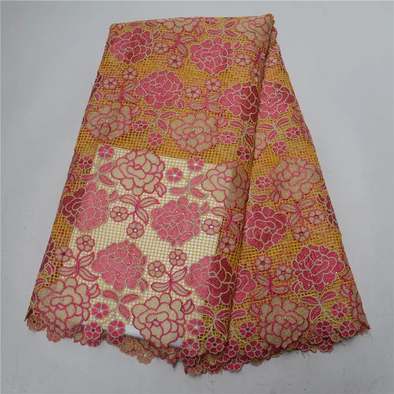 African Chemical Lace Fabric Water Soluble Nigerian Guipure Cord Laces Wedding Dress Beaded Fabric-LP30 | Дом и сад