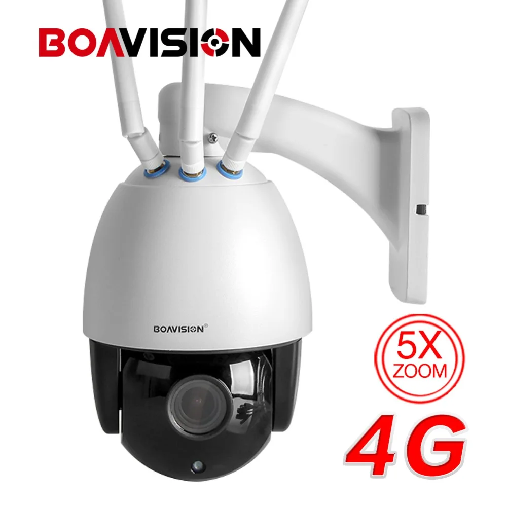 Купольная камера HD 1080P 4G SIM карта 2 МП беспроводная PTZ 5X / 10X зум ночное видение