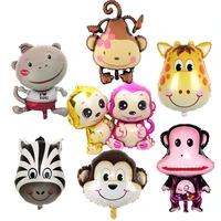 mini cartoon monkey zebra deer animals head foil balloons animal air balloons theme birthday party decoration toys