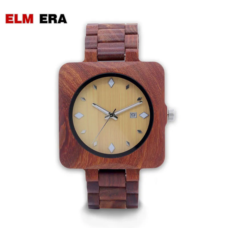 

ELMERA wooden watches mens square watch wood automatic wristwatch for men luxury casual designer sport watch quartz