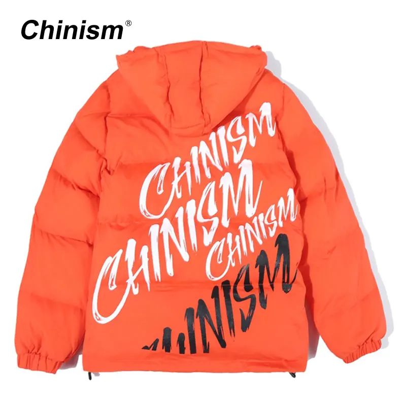 CHINISM назад Письмо печати хлопок подкладка пальто с капюшоном толстый мужской