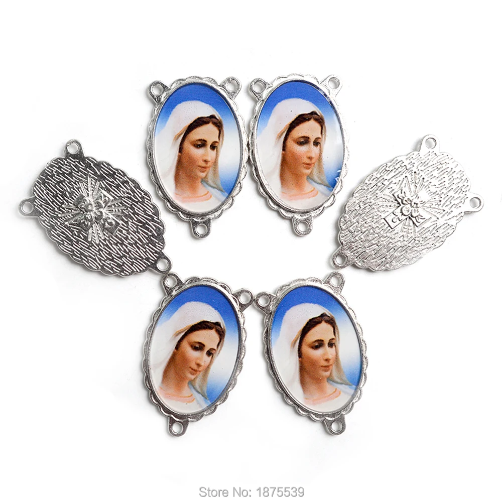 Большая сплав четки Центральная медаль 39*25 мм Иисуса милости Mary Our Lady of Grace St Pio Holy family