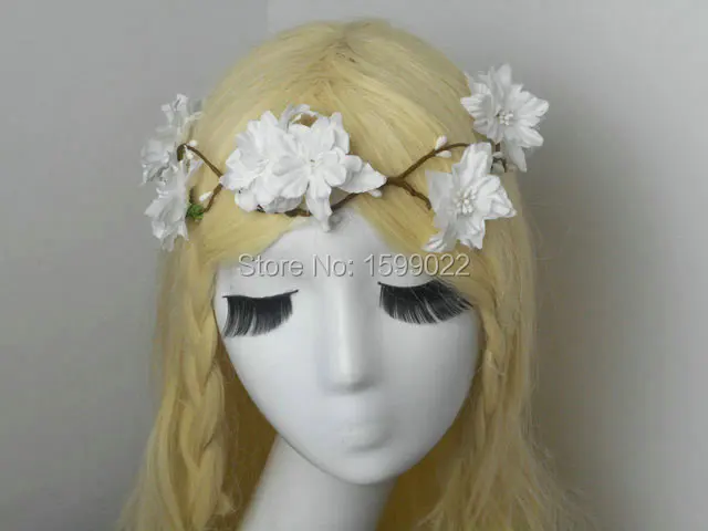 Повязка на голову женская ручной работы Свадебный белый костюм принцессы с