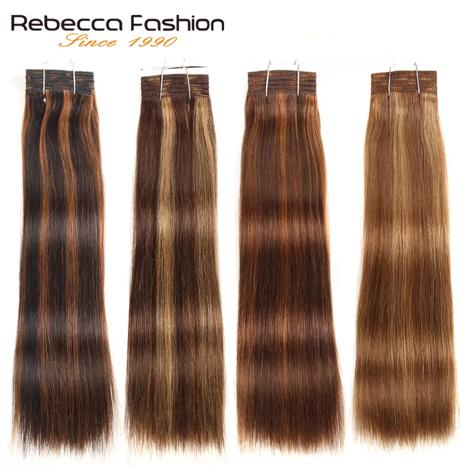 Rebecca двойные волосы 113 г бразильские Remy шелковистые прямые плетеные пианино