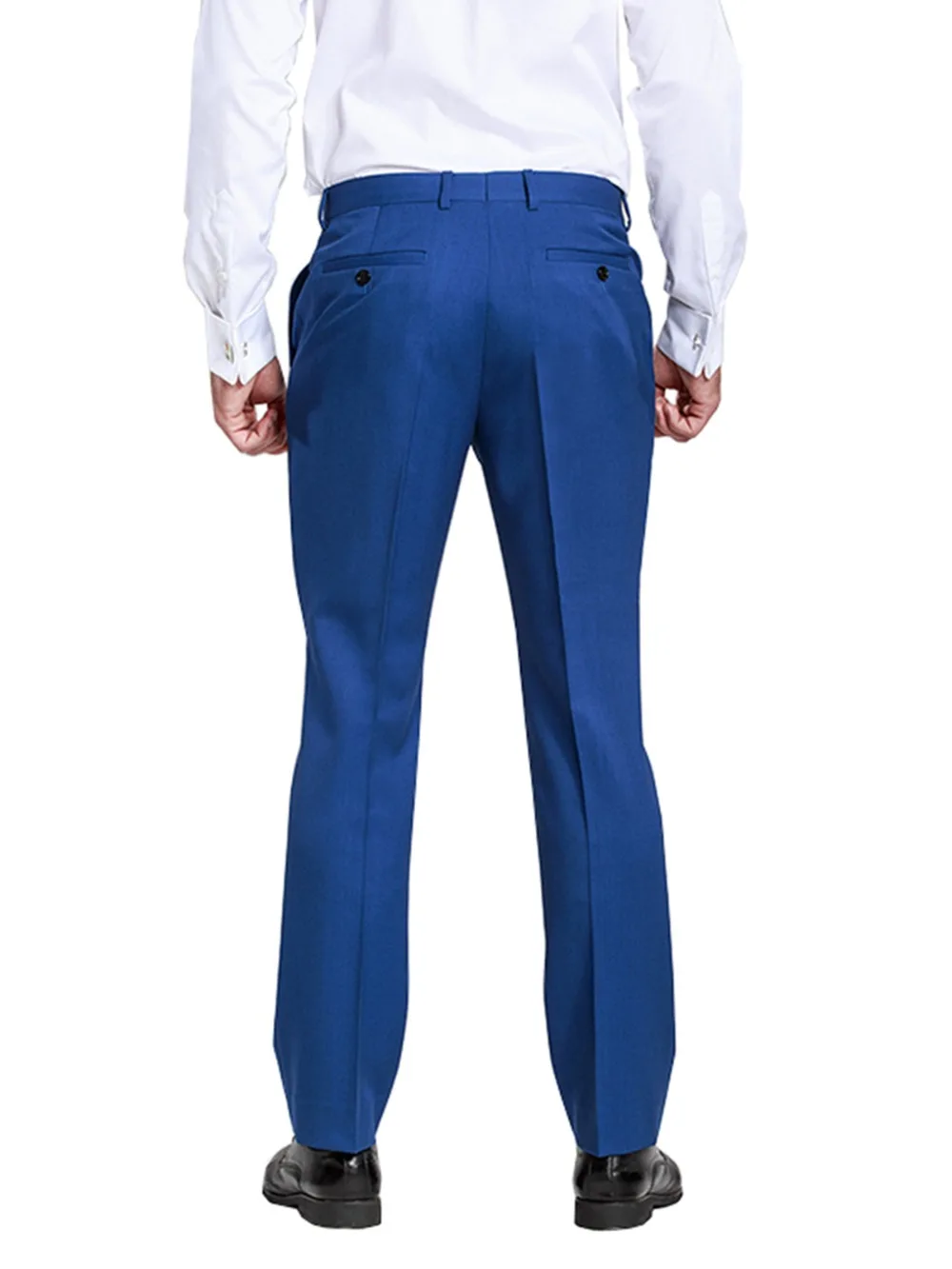 Для мужчин формальный Бизнес Телевизор с Royal Blue гладить брюки для Свадебная вечеринка или любой вечерние жениха Для мужчин костюмы штаны