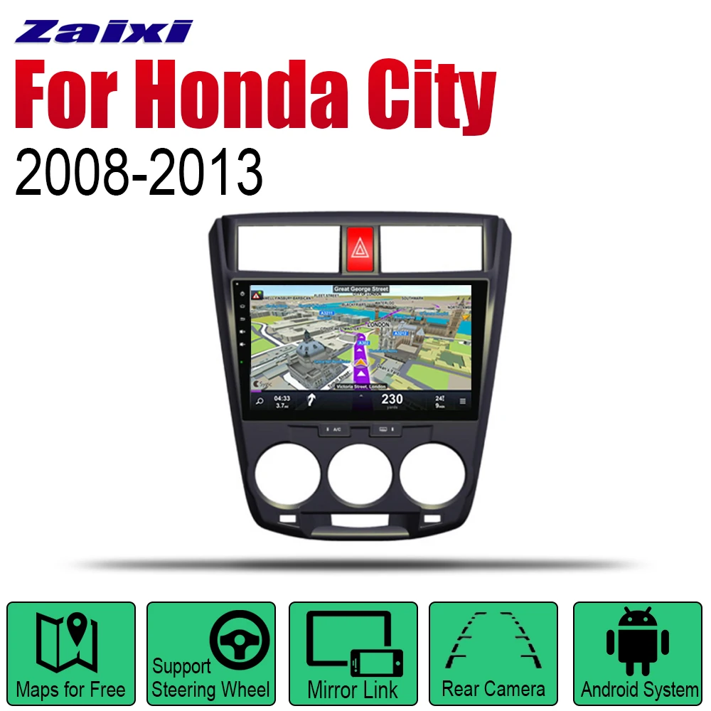 Автомагнитола на Android 2 Din для Honda City 2008-2013 автомобильный мультимедийный плеер