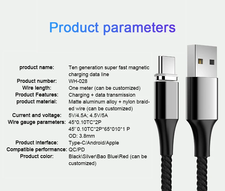 5А Магнитный USB кабель для быстрой зарядки usb type C кабель Micro USB 8Pin кабель для Iphone X USB шнур поддержка huawei супер быстрая зарядка