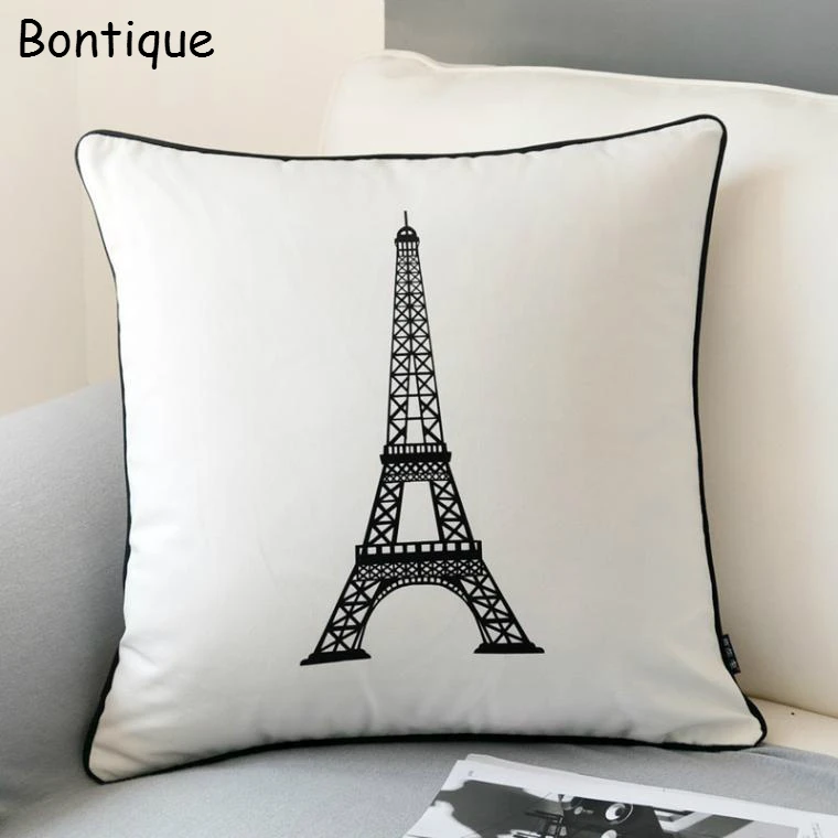 

Modern Fashion Paris Eiffel Tower Decorative Cushion Cover Throw Pillow Case Velvet Decent Nordic Home Sofa Decoration Gifts18"