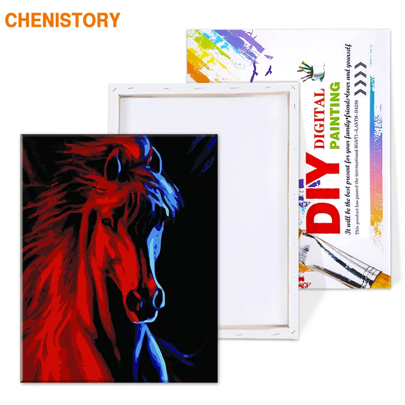 CHENISTORY животные Красный Бег Лошади DIY масло Набор для рисования по номерам окраска