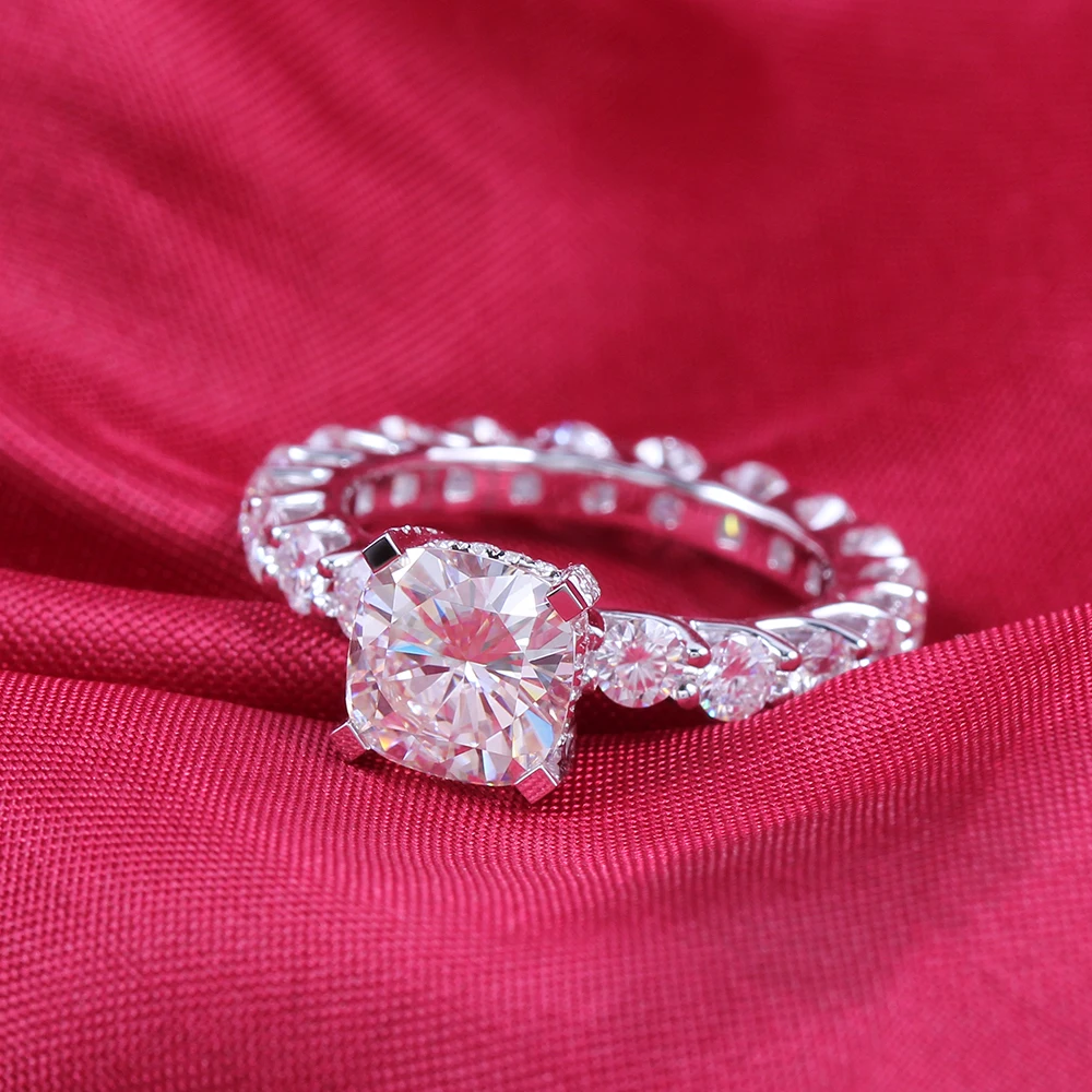 TransGems 2 карата огранка подушки 7 5 мм Муассанит Алмаз F цвет свадебная помолвка