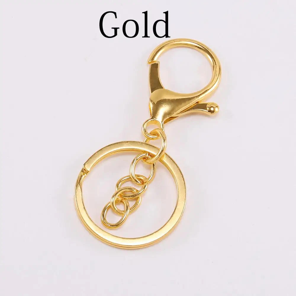 Gold 5 шт./лот, 6 цветов, брелок для ключей, 30 мм, длинный, 70 мм, покрытый омаром, застежка, крючок для ключей, цепочка, принадлежности для изготовления ювелирных изделий - Цвет: Gold