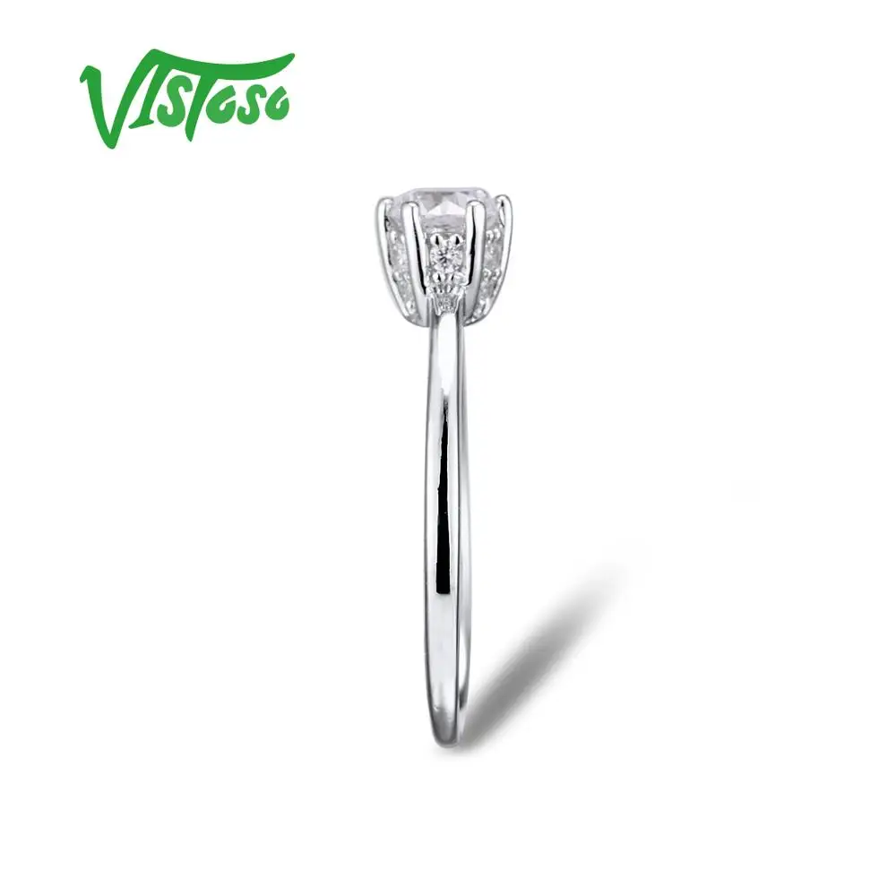 VISTOSO 925 пробы серебряные кольца для женщин сверкающие белые CZ Камни обручальные