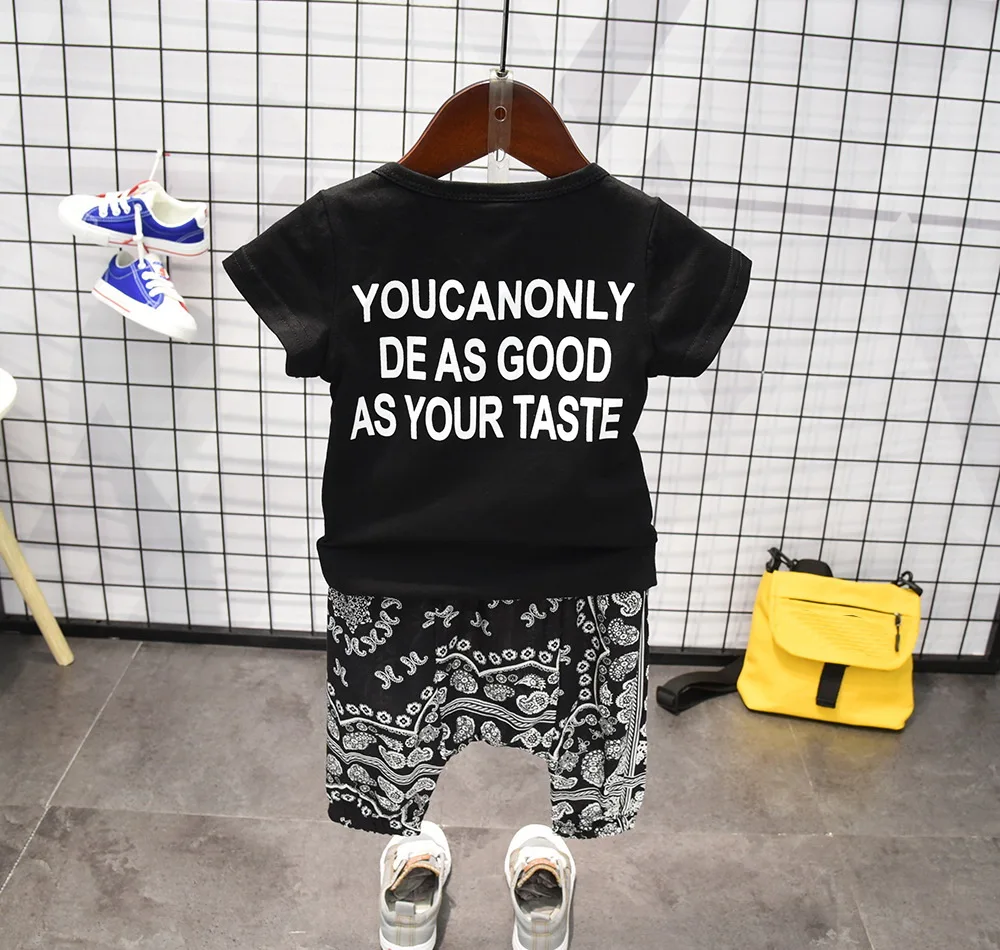 Boy Summer Clothing Set Clothes Kids Short Sleeves Print Shirt + Flower Shorts 2pcs Suit Children 2-7years | Детская одежда и