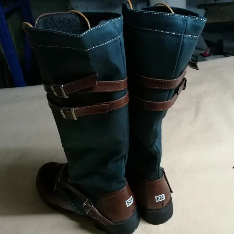 

Mid Calf Boots Block Heels Martin Boots Denim Women Shoes Green Lace Up Cow Boy Fashion Ladies Fur Winter Boots Plus Size 43