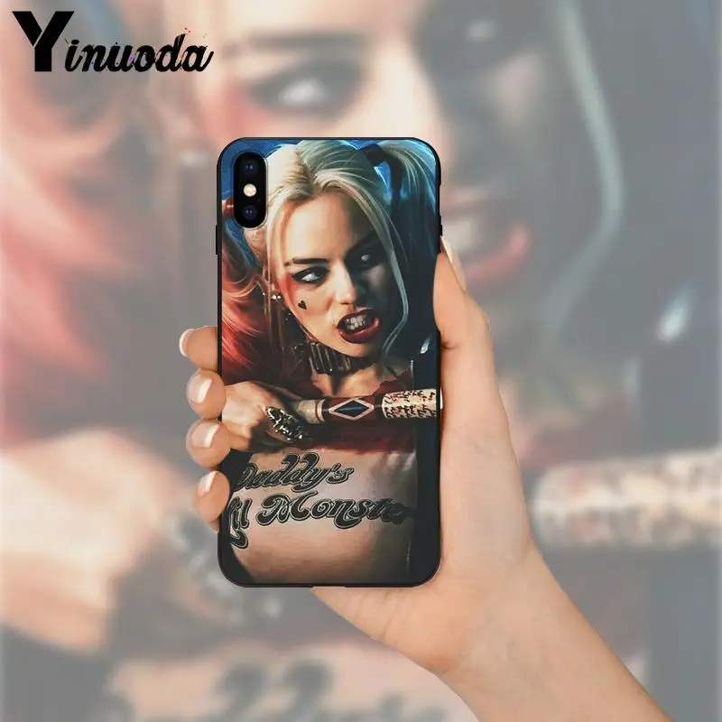 Yinuoda harley quinn TPU черный чехол для телефона оболочка Apple iPhone 8 7 6 6S Plus X XS MAX 5 5S SE XR Чехлы