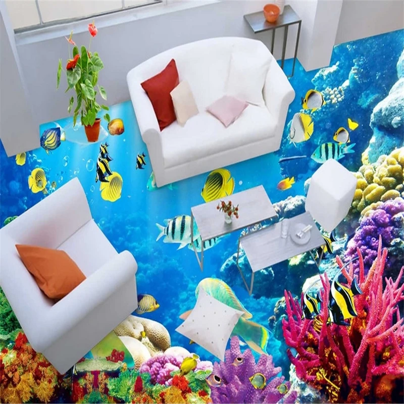 Настенные обои beibehang для пола морская рыба водная волна ванная комната 3D