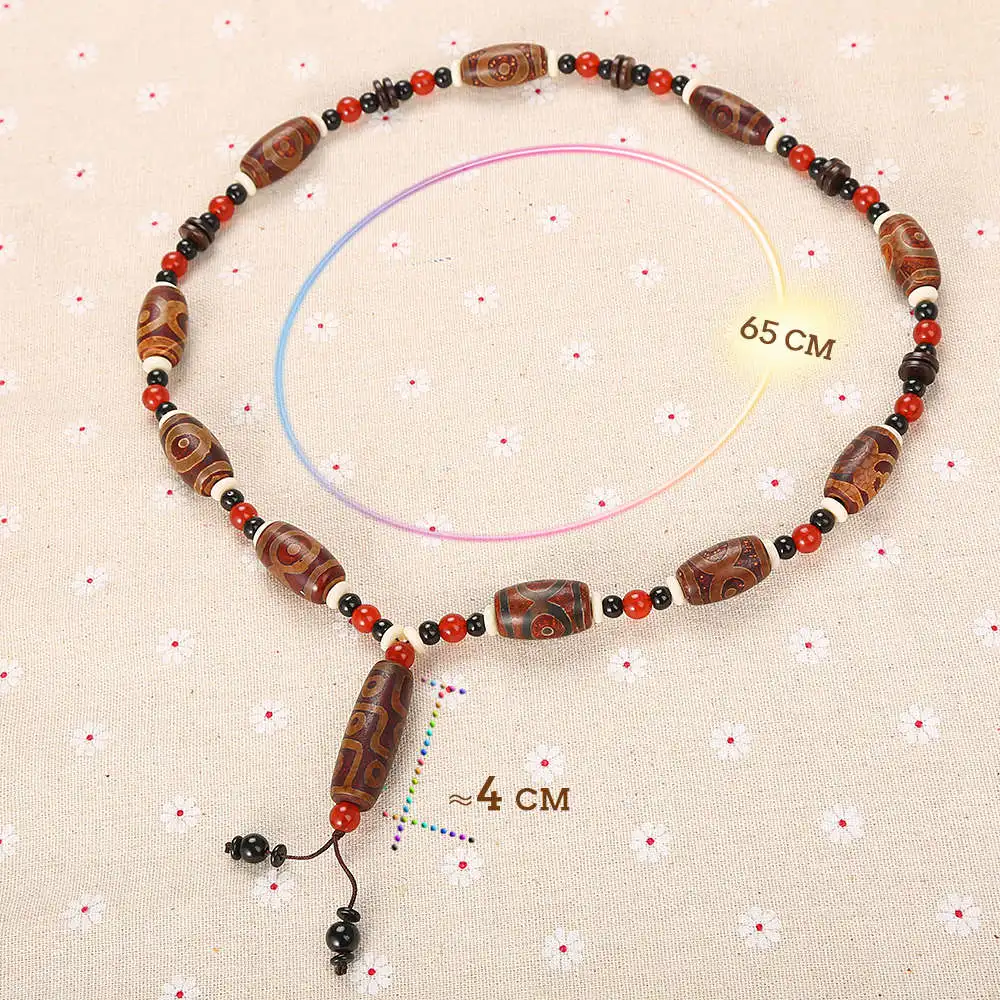 Yumten Agate Pendant Necklaces Trendy Men Geometric Jewellry Statement Women Long Sweater Chain Red Black Beaded White Spacer | Украшения и