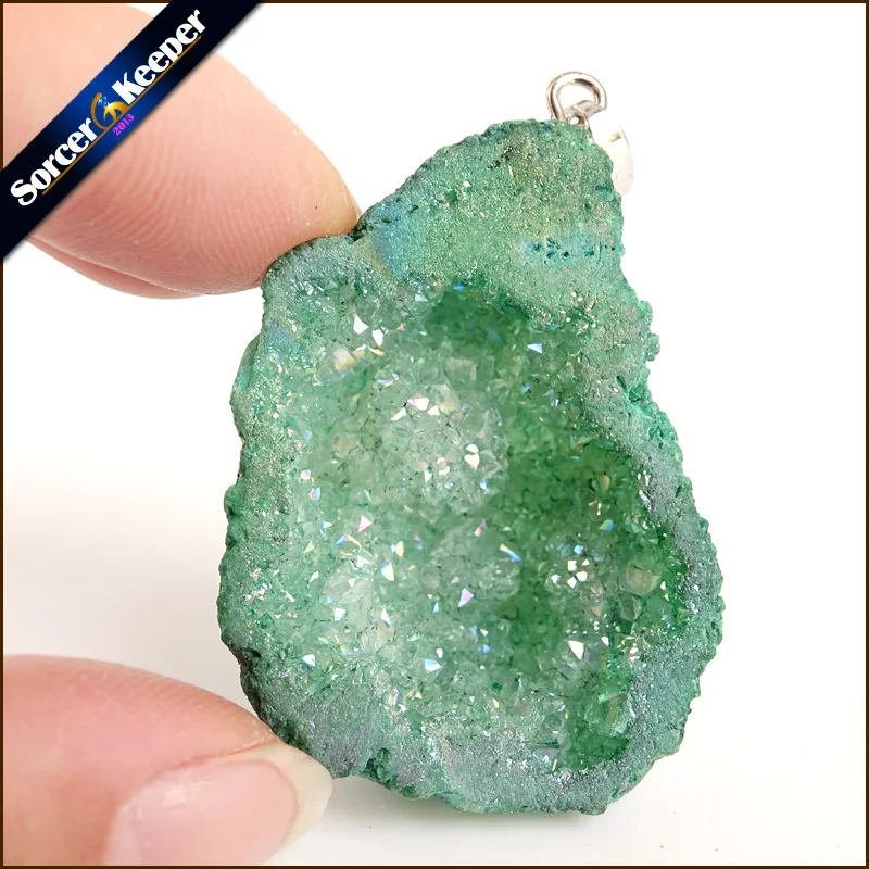 Подвеска из натурального минерального кристалла Druzy Drop маятник Чакра Подвески