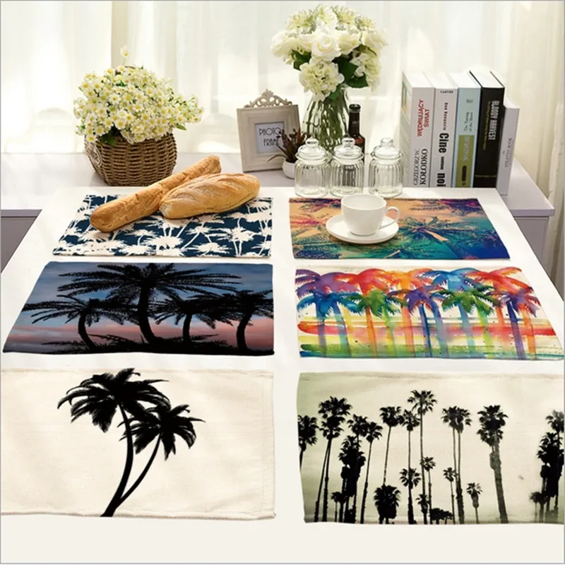 Горячая продажа кокосовых пляжных столовых приборов из хлопка и льна коврик для