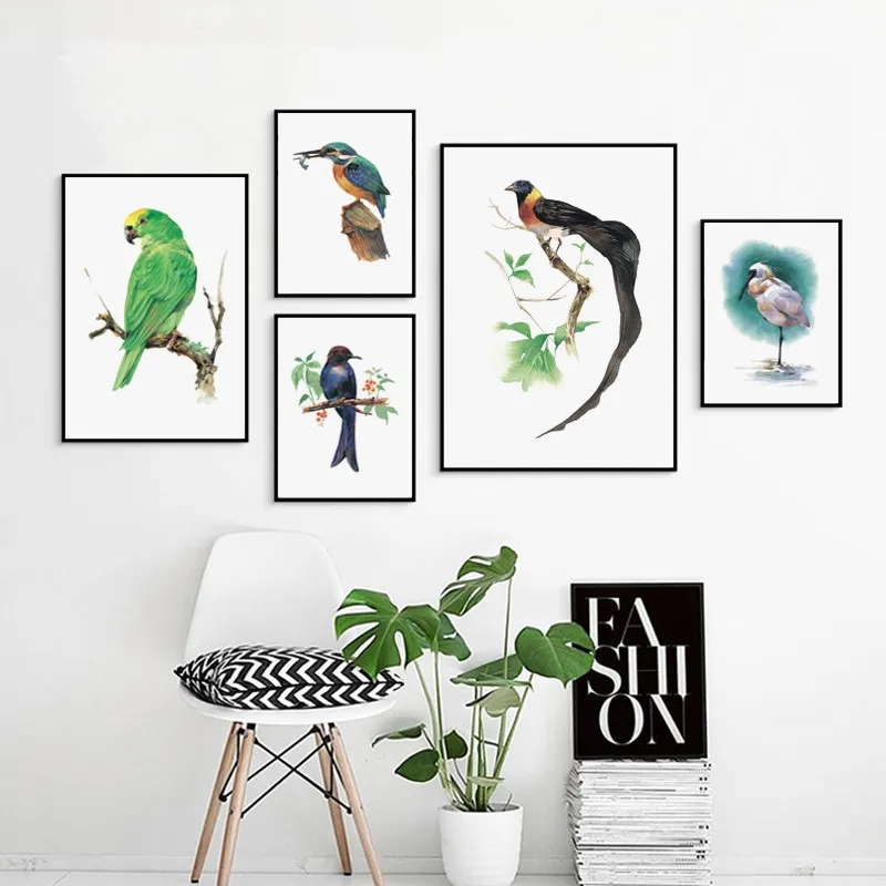 

Modern Decorative Watercolor Bird Parrot Canvas Painting Posters And Prints Living Room Wall Art Pictures Home Decor No Framed