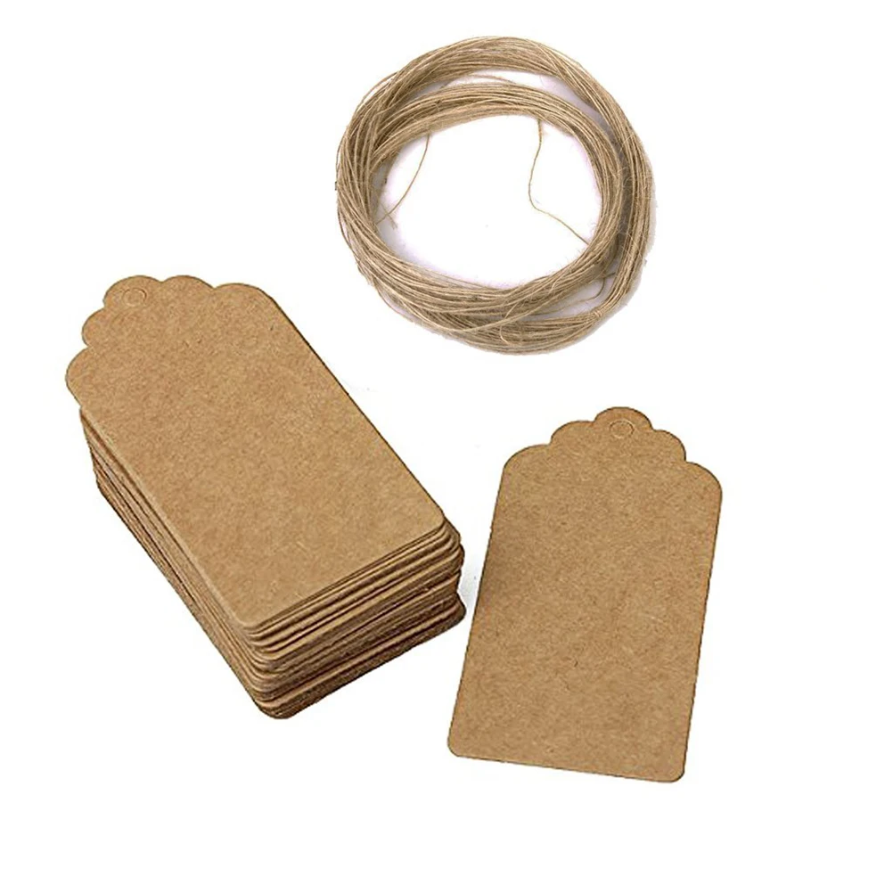 50 шт. деревенском 45*90 мм Scalloped kraft Бумага карты пустой коричневый свадебное favour