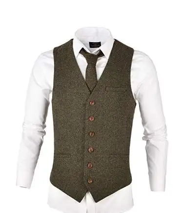 TPSAADE 2020 Новое поступление Мужские приталенные Твидовые костюмы в елочку Жилет