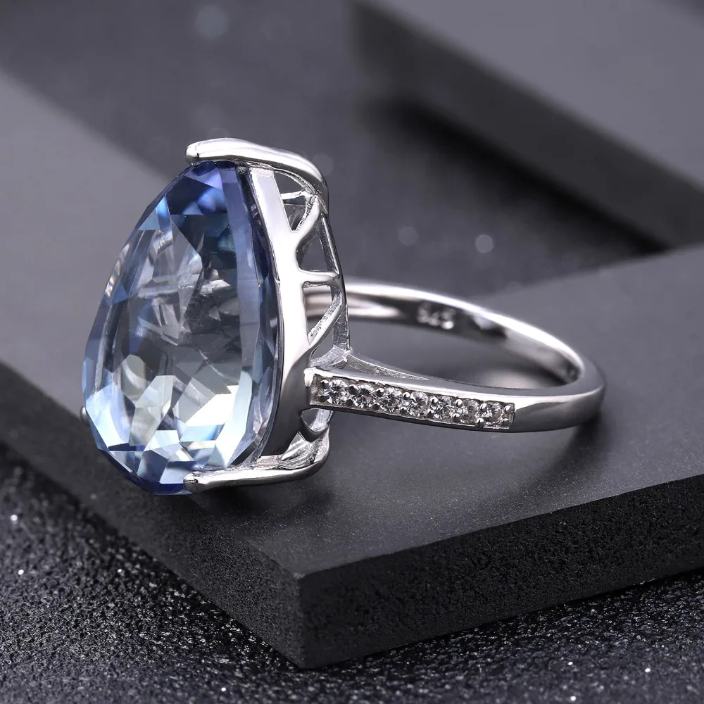 GEM'S балетное 925 пробы Серебряное коктейльное кольцо 10.68Ct натуральный иолит синий мистический кварцевый камень кольца для женщин ювелирные украшения