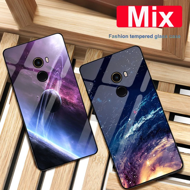 Чехол для xiaomi mi x, чехол из закаленного стекла с изображением звездного неба+ TPU Edge, тонкая жесткая задняя крышка для xiaomi mi x 1 mi x1, чехол для телефона