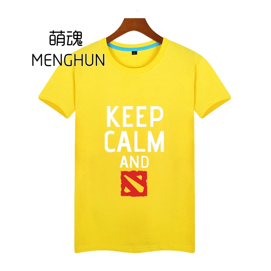 Популярные игровые футболки хлопковые для любителей игры Keep calm and play Dota2 мужские |