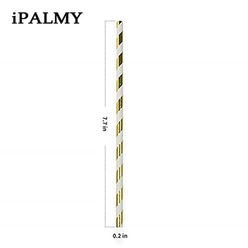 Ipalmay 200 шт. экологически чистые биоразлагаемые полосатые соломинки фольга из