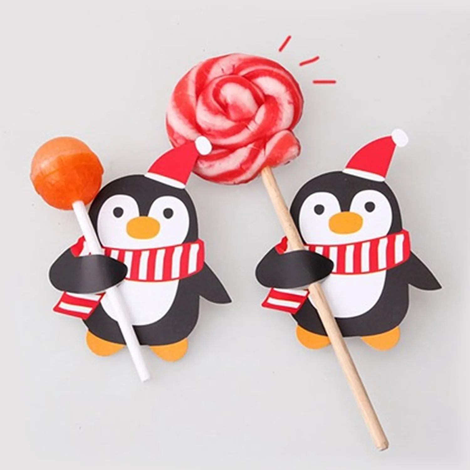 Behogar 50 шт. милые рождественские Санта Клаус Пингвин Бумага конфеты леденец тег