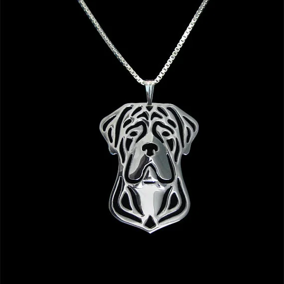 Цепочка с подвеской в виде собаки золотистая и серебристая|cane corso|silver pendantsilver dog