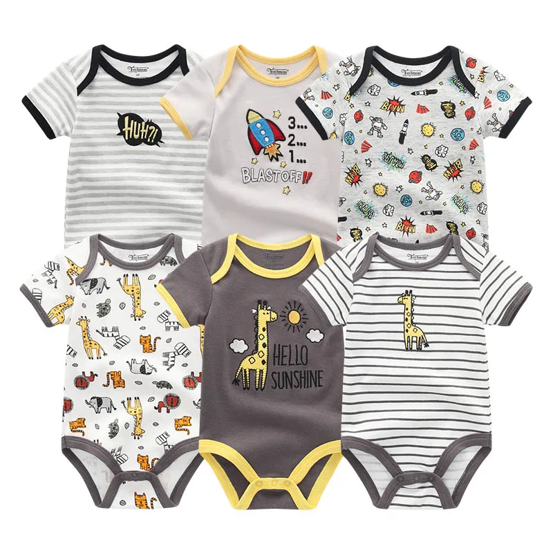 baby boy clothes18 6 шт./лот из хлопка для новорожденных 0-12 M для маленьких девочек одежда Боди Roupa de bebe летние для маленьких мальчиков одежда Костюмы комплекты единорог - Цвет: baby boy clothes18