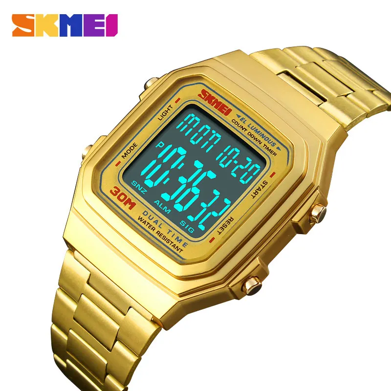 SKMEI Luxury Brand Watch Men Countdown Electronic Digital Sports Watches Waterproof Outdoor LED Men Watch Relogio Masculino 1337
