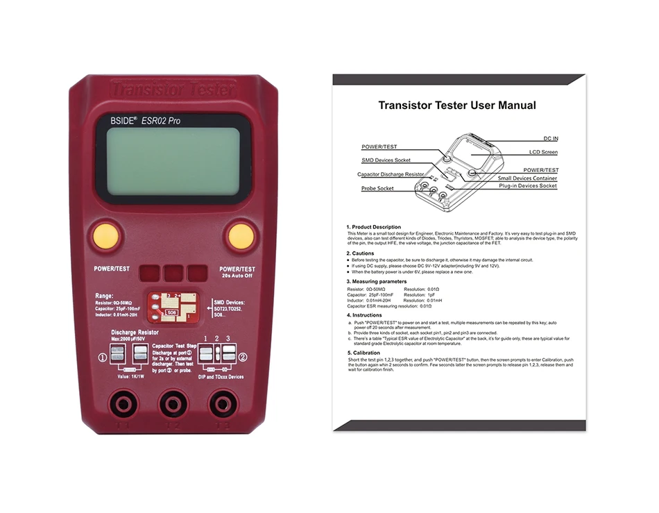 BSIDE ESR02PRO цифровой Транзистор тестер SMD диодные компоненты Триод сопротивления, емкости и индуктивности мультиметр ESR метр