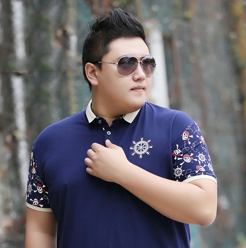 Новые летние 5XL 6XL 7XL рубашки поло мужчин Повседневное Большие размеры мужские Поло рубашка из хлопка с принтом свободные 2XL-7XL Большие размеры Мужская рубашка поло