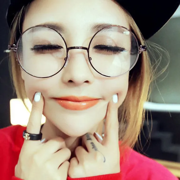 Шикарные очки в стиле ретро с большой круглой металлической оправой прозрачными