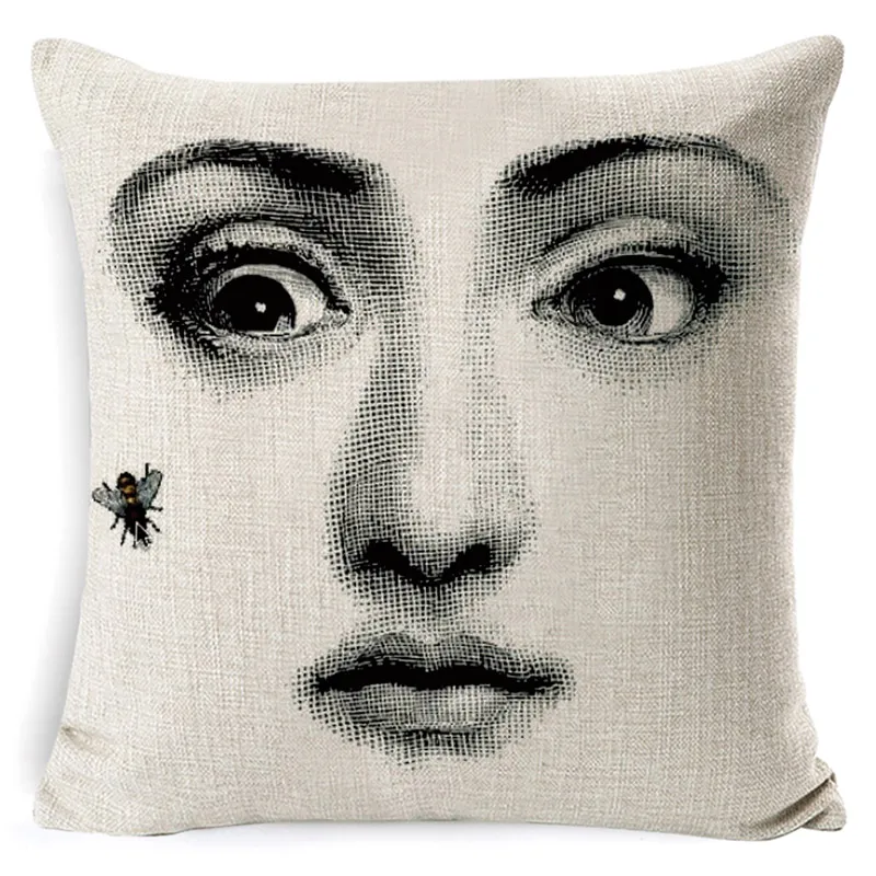 Fornasetti женский чехол для подушки для лица Европейский Винтажный Стильный чехол для подушки диван автомобильное домашнее сиденье Decora льняная бежевая наволочка 45*45 см