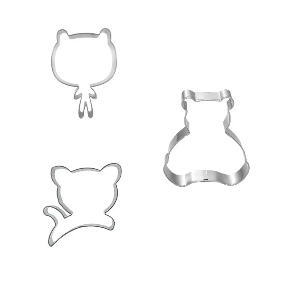 

3pcs Cute Zoo Cookie Press Icing Set Dessert Decoration Pastry Cutter Biscuit Stamp Stainless Steel Baking Fondant Party
