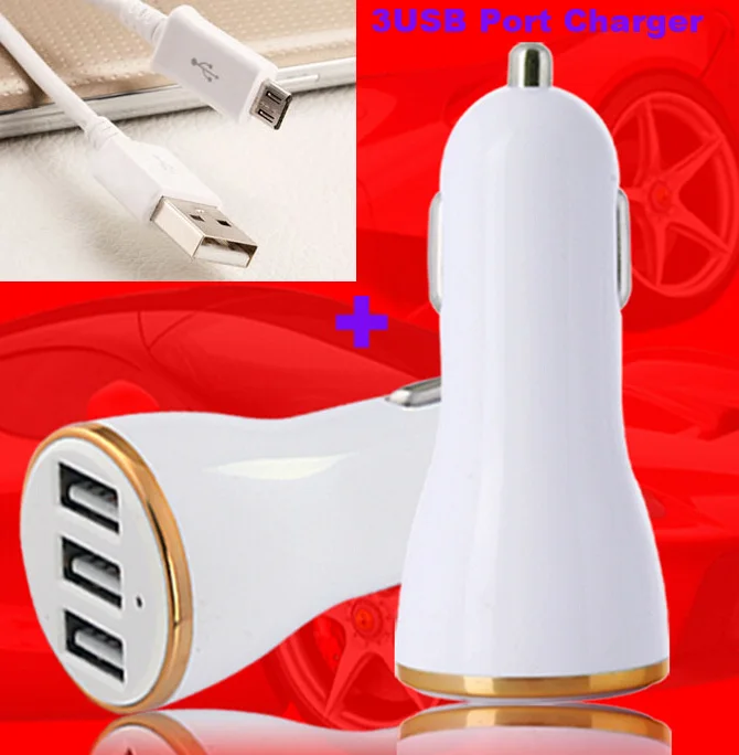 2A 1A 3 USB мобильный телефон автомобильное Зарядное устройство + кабель для передачи