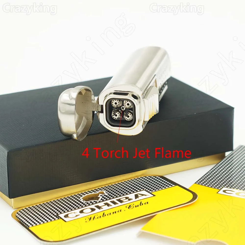 Газовая зажигалка Cohiba из закаленной стали Бутановая Зажигалка 4 с струйным