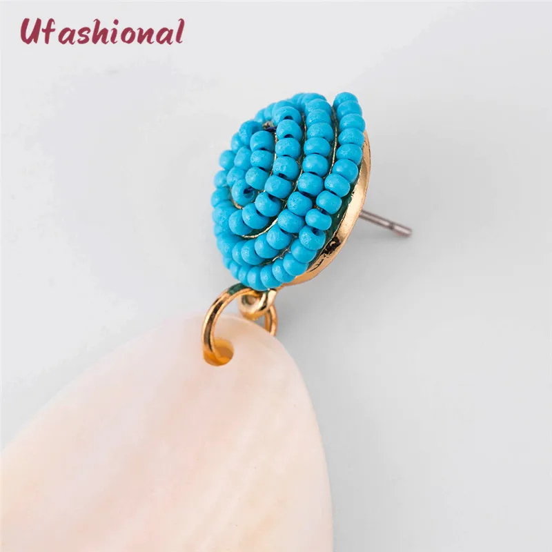 Fashion Earrings For Women Shell Pendant Acrylic Beads Accessories Brincos Mujer Moda Zinc Alloy Asymmetric Femme Dangle Earring | Украшения