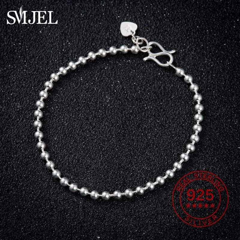 

Женский браслет из серебра 925 пробы SMJEL, браслет с шармами в виде сердца и бусинами, модные ювелирные украшения, подарок на свадьбу и день рож...